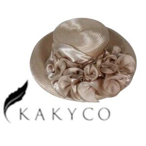 KaKyCo Hat Perfect for Easter with Large Brim and Bow Size 57 cm.